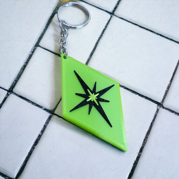 Retro Style Mid Century Modern Keychain Vintage Hotel Key Green Black 50s 60s - Picture 3 of 4